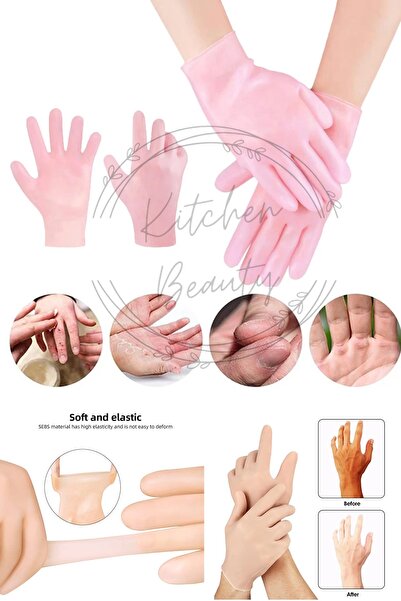 Kitchen Beauty Silikon Bakım Eldiveni Nemlendirici Ve Çatlama Önleyici Jel El Peelingi Ölü Deri Atıcı 1 Çift