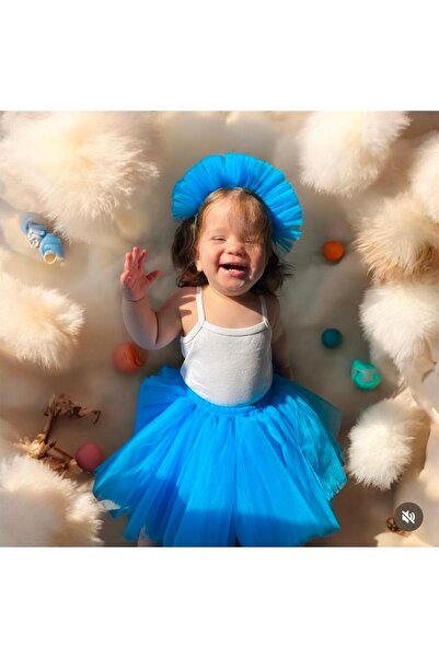 Sare Çocuk Giyim Синя дитяча спідниця-пачка та заколка для волосся, комплект із 2 предметів