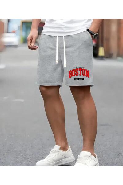 caddekombin شورت بيرمودا رجالي بجيب مطبوع عليه بوسطن مع تفاصيل حبل، مقاس عادي...