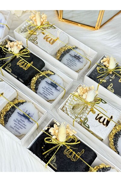 Armoni 20 Adet Kutulu Siyah Kur'an Magnet Tesbih Seti Hac Umre Kuran Gelin Sünnet Mevlit Hediye Set