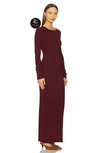 Zagrep Women's Burgundy Silk Jersey Maxi Dress Lined Does Not Show Inside Maxi Dress