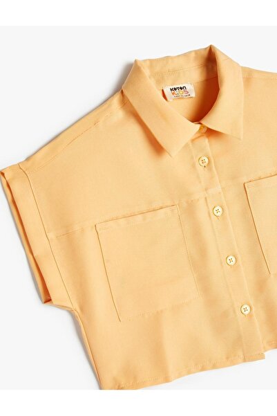 Koton Girls' Short Shirt with Crop Pockets
