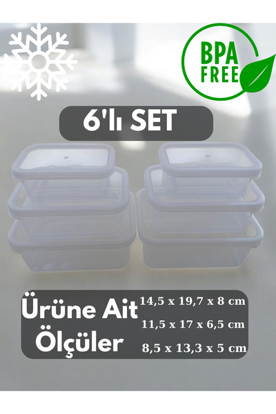 PONÇİK STORE 6lı Kare Şeffaf Kahvaltılık Seti Mikrodalga ve Buzluğa Uyumlu Sa...