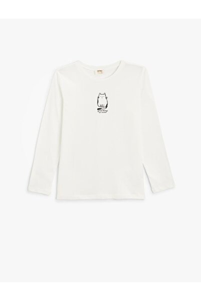 Koton Μακρυμάνικο μπλουζάκι για κορίτσια με στάμπα γάτας