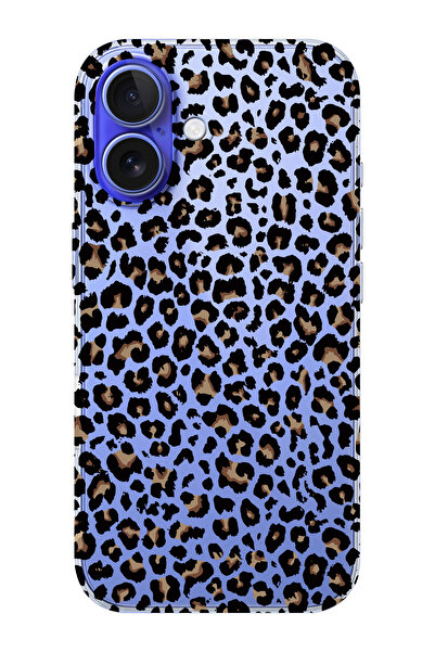 moonset Iphone 16 Uyumlu Leopar Tasarımlı Baskılı Şeffaf Telefon Kılıfı