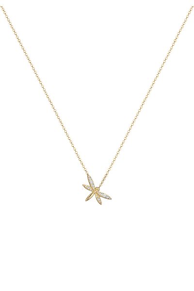 ELLI Necklace Ladies Dragonfly With Crystals In 925 Sterling Silver Gold Plated