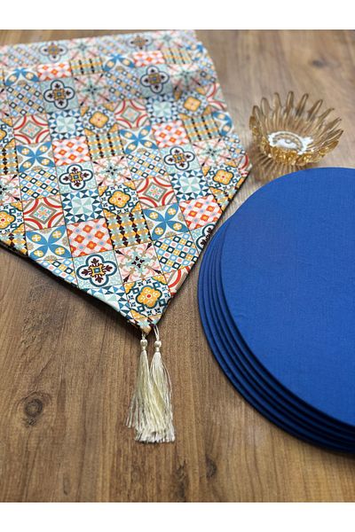 HALFART Set de 6 bucăți Duck Linen Runner și Saks Supla