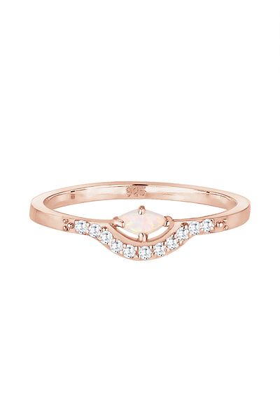 ELLI Inel de damă vintage prețios cu zirconiu și opal marchiză din argint 925