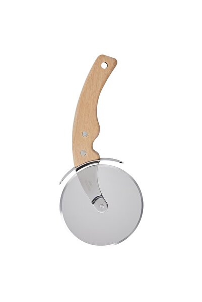 IKEA Grilltider 22 cm Masif Ahşap Kayın Saplı Paslanmaz Çelik Pizza Börek Kesici Bıçağı Bıçak