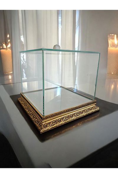 AYZ HOME 25*25*20 cm Bridal Groom Bundle - Glass Promise Engagement Dowry, Wooden Mirrored Base