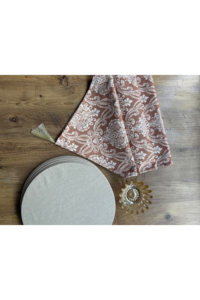 HALFART Μπεζ Avant-garde Duck Linen Runner και Σετ 6 τεμαχίων Cream Supla