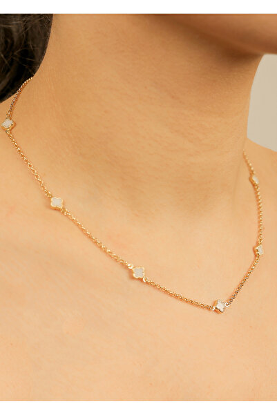 kuyumcu nurettin 4,50 gr (GRAM) 7 Yoncalı Sedef 50 Cm & Boyunluk Kolye 14 Ayar Altın