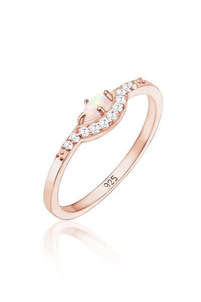 ELLI Inel de damă vintage prețios cu zirconiu și opal marchiză din argint 925