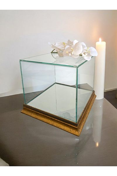 AYZ HOME 25*25*20 cm Bridal Groom Bundle - Glass Promise Engagement Dowry, Wooden Mirrored Base