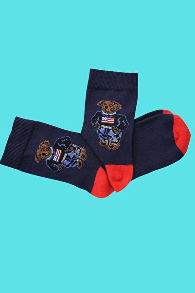 Moda Amore Памучни модерни чорапи с шарка на плюшено мече - 444