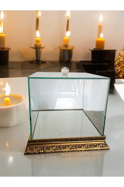 AYZ HOME 25*25*20 cm Bridal Groom Bundle - Glass Promise Engagement Dowry, Wooden Mirrored Base
