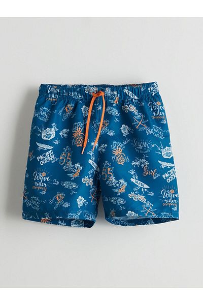 LC Waikiki New Season Patterned Boy's Sea Shorts with Elastic Waist - S5L714Z4
