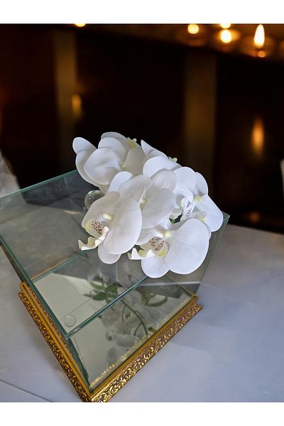 AYZ HOME 25*25*20 cm Bridal Groom Bundle - Glass Promise Engagement Dowry, Wooden Mirrored Base