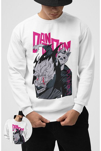 Fuddy Moda Φούτερ χωρίς κουκούλα με στάμπα Okarun και Granny, Unisex Dandadan Anime Crew Neck Sweat