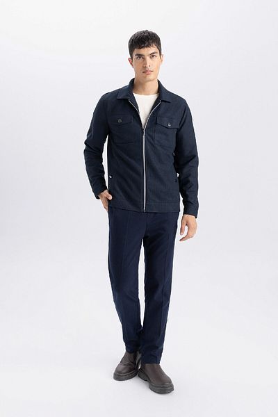 DeFacto Slim Fit Slim-Fit-Polokragen-Reißverschlussmantel D7533AX25SP