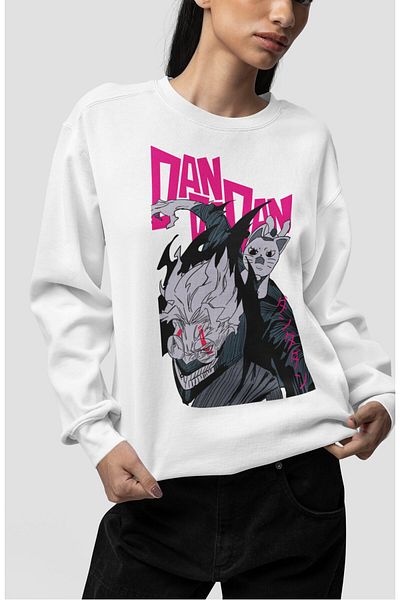 Fuddy Moda Φούτερ χωρίς κουκούλα με στάμπα Okarun και Granny, Unisex Dandadan Anime Crew Neck Sweat