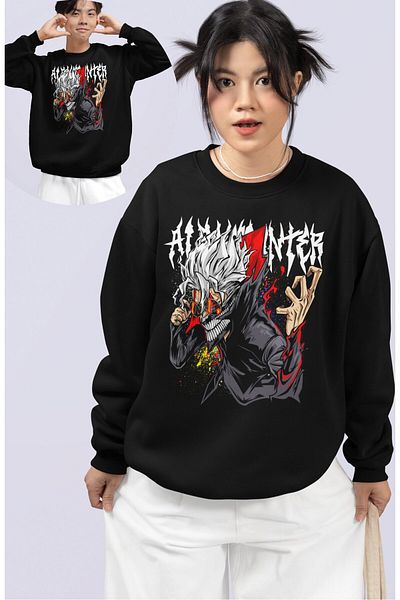 Fuddy Moda Hanorac unisex oversize Dandadan Okarun imprimat fără glugă cu decolteu rotund