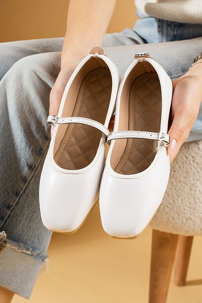 STOCON Pantofi de damă negri cu o singură cataramă Balerini