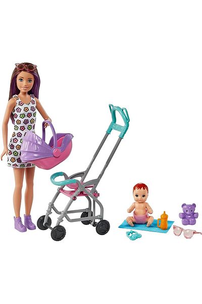 mattel مجموعة لعب دمية باربي جليسة الأطفال وإكسسواراتها Fhy97-gxt34