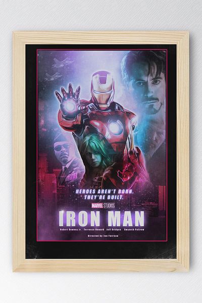 Saturn Iron Man Framed Painting - Iron Man Marvel Movie Poster Painting