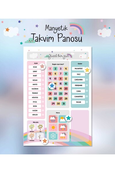 BLOPS Mıknatıslı Takvim Panosu / Özel Manyetik Yıpranmaz Kağıt Gökkuşağı