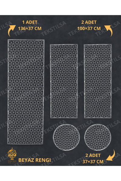 Tekstilsa 5 Parça Lüks Runner Salon Oda Sehpa Masa Örtü Takımı Fransız Güpürl...