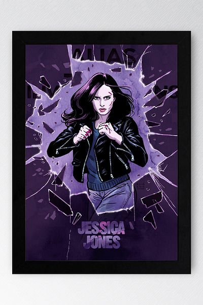 Saturn Jessica Jones Framed Painting - Marvel Tv Series Poster Painting