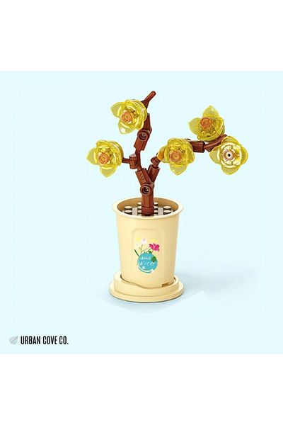 UrbanCove Co Yellow Winter Dessert Flower - Floral Building Blocks Set - Infinite Flowers Building Toys