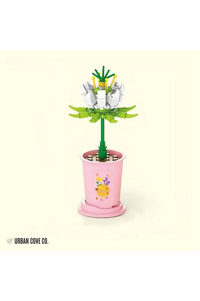 UrbanCove Co White Atlas Flower - Flower Building Blocks Set - Endless Flowers Building Toys