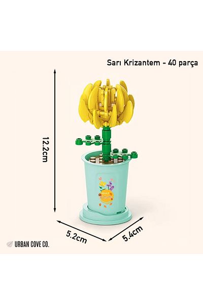 UrbanCove Co Yellow Chrysanthemum (Chrysanthemum) - Flower Building Blocks Set - Infinite Flowers Building Toys