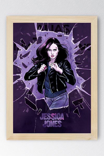 Saturn Jessica Jones Framed Painting - Marvel Tv Series Poster Painting