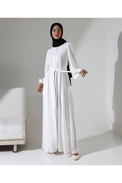 Berel Moda White Corn Silk Ferace - with Underwear Dress