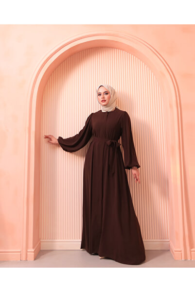 Berel Moda Μπαλόνι μανίκι ελαφρύ ύφασμα Lina Ferace με κρυφό φερμουάρ και ζώνη τσέπης - Bitter Coffee