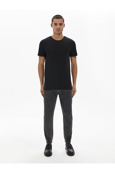 Ltb O-Neck Basic Slim Short Sleeve Black T-Shirt