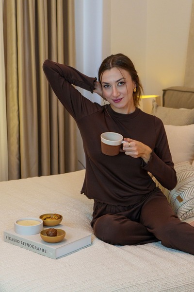 Jalapa Kolyos Knitted Brown Pajama Set
