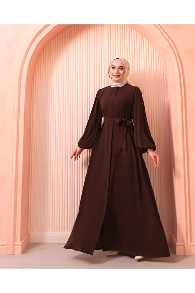 Berel Moda Μπαλόνι μανίκι ελαφρύ ύφασμα Lina Ferace με κρυφό φερμουάρ και ζώνη τσέπης - Bitter Coffee