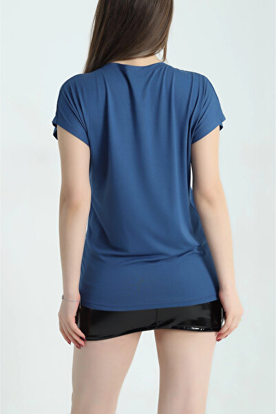 vuvutasarım New Season Indigo Zipper Viscose Blouse