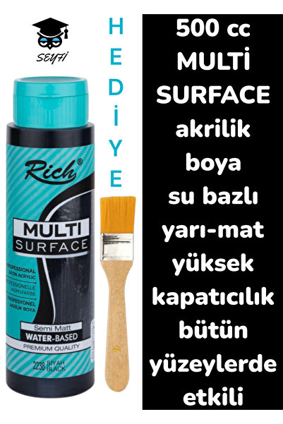 SEYFİKİRTASİYE MULTİ SURFACE AKRİLİK BOYA 500 CC-TÜM YÜZEYLERDE İDEAL-SU BAZLI-YÜKSEK KAPATICI PİGMENT-YARI MAT