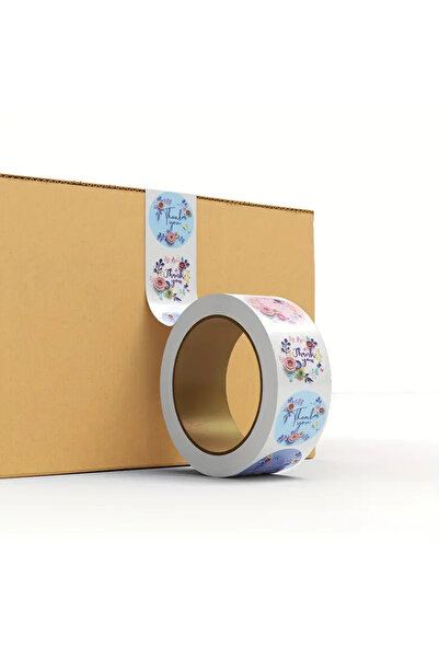 hdcw 500 ADET 2.5cm RULO YAPIŞKANLI TEŞEKKÜRLER "THANK YOU" STICKER ETİKET HEDİYE PAKETLEME