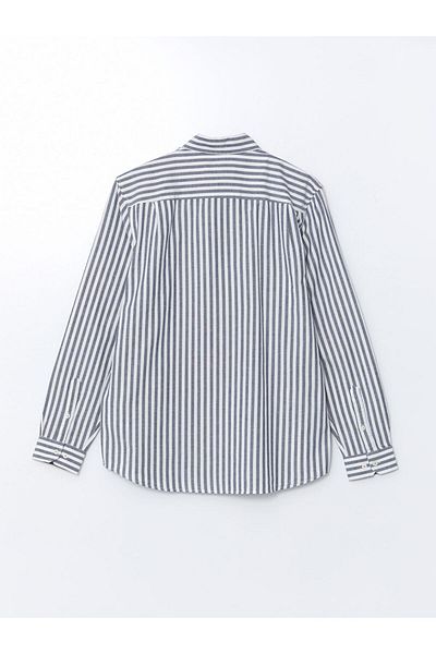 LC Waikiki SOUTHBLUE Ανδρικό ριγέ μακρυμάνικο πουκάμισο με κανονική εφαρμογή