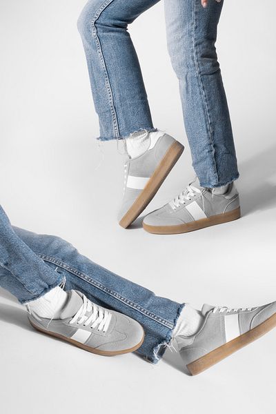 Marjin Damen-Sneaker aus grauem Wildleder – Retro-Penor-Sportschuhe