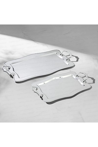 Nehir High quality stainless steel tray set. Consists of 2 pieces.