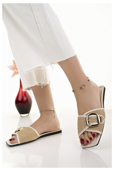 Modafırsat Papuci de zi cu zi pentru femei, bej, tricotat, tricotat, elegant, acasă de vară, plajă, vacanță, birou, papuci