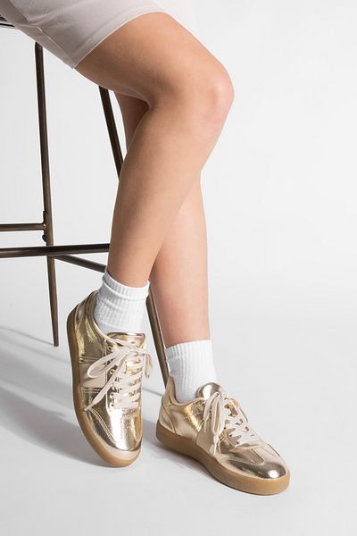 Marjin Goldfarbener Damen-Sneaker – Retro-Sportschuhe