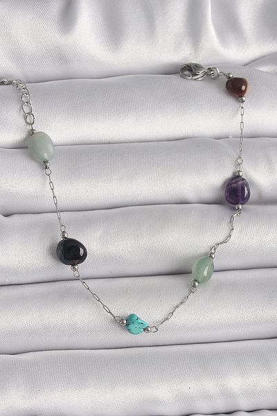 NEZADE STORE 316L Steel Silver Color Chain Color Natural Stone Model Women's Bracelet - Lisinya
